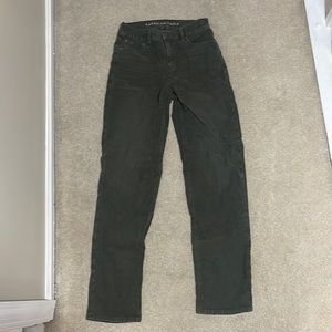 Dark Green Straight American Eagle Corduroy Pants